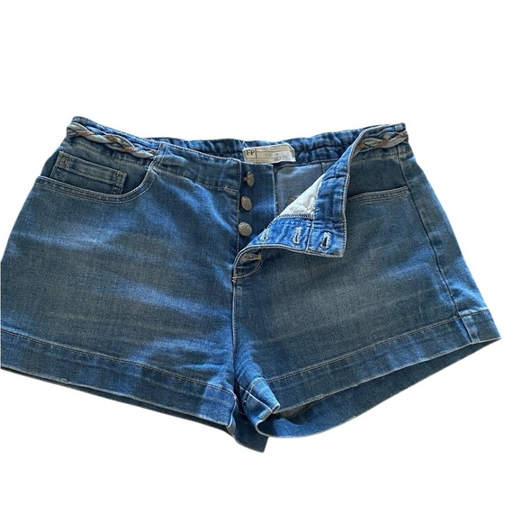 Free People Braided belt denim button fly shorts - Picture 7 of 9